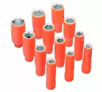Insulated Long 6 point Hex Sockets 3/8" Drive